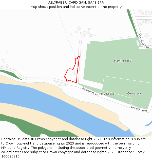 AELYRABER, CARDIGAN, SA43 1PA: Location map and indicative extent of plot