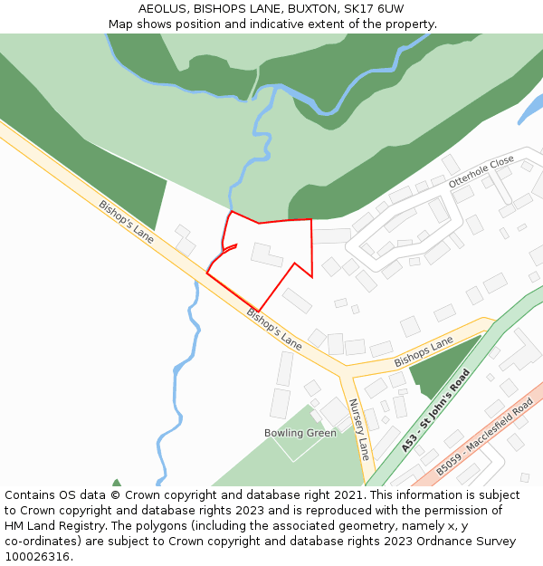 AEOLUS, BISHOPS LANE, BUXTON, SK17 6UW: Location map and indicative extent of plot