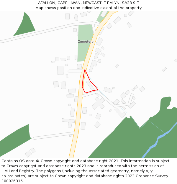 AFALLON, CAPEL IWAN, NEWCASTLE EMLYN, SA38 9LT: Location map and indicative extent of plot