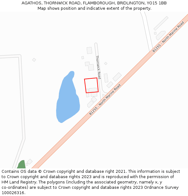 AGATHOS, THORNWICK ROAD, FLAMBOROUGH, BRIDLINGTON, YO15 1BB: Location map and indicative extent of plot
