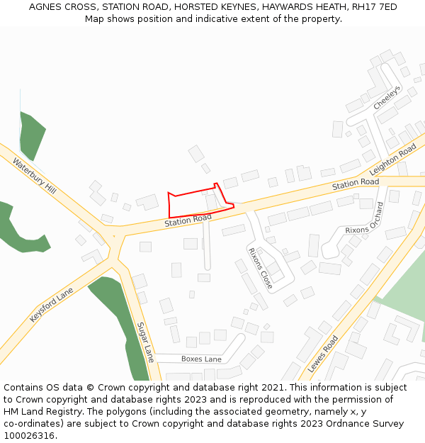 AGNES CROSS, STATION ROAD, HORSTED KEYNES, HAYWARDS HEATH, RH17 7ED: Location map and indicative extent of plot