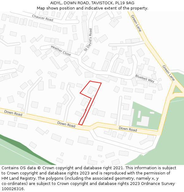 AIDYL, DOWN ROAD, TAVISTOCK, PL19 9AG: Location map and indicative extent of plot