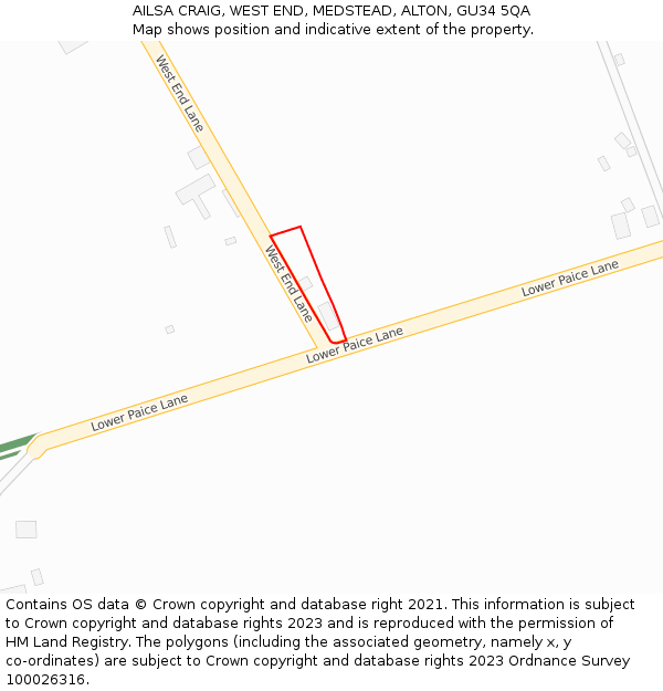 AILSA CRAIG, WEST END, MEDSTEAD, ALTON, GU34 5QA: Location map and indicative extent of plot