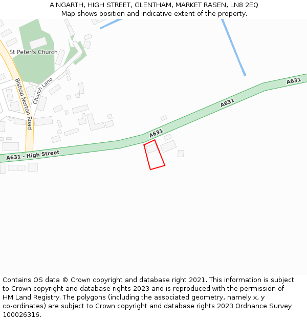 AINGARTH, HIGH STREET, GLENTHAM, MARKET RASEN, LN8 2EQ: Location map and indicative extent of plot