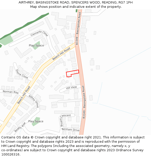 AIRTHREY, BASINGSTOKE ROAD, SPENCERS WOOD, READING, RG7 1PH: Location map and indicative extent of plot