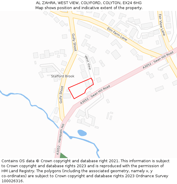 AL ZAHRA, WEST VIEW, COLYFORD, COLYTON, EX24 6HG: Location map and indicative extent of plot