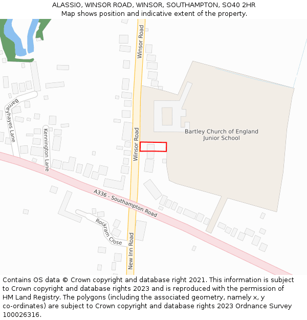 ALASSIO, WINSOR ROAD, WINSOR, SOUTHAMPTON, SO40 2HR: Location map and indicative extent of plot