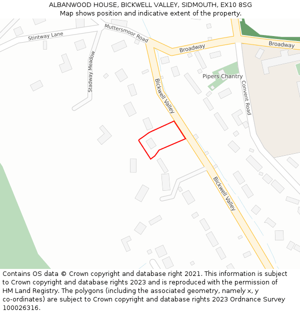 ALBANWOOD HOUSE, BICKWELL VALLEY, SIDMOUTH, EX10 8SG: Location map and indicative extent of plot
