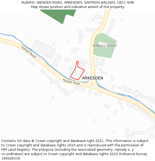 ALBANY, WENDEN ROAD, ARKESDEN, SAFFRON WALDEN, CB11 4HB: Location map and indicative extent of plot