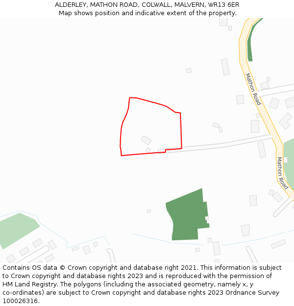 ALDERLEY, MATHON ROAD, COLWALL, MALVERN, WR13 6ER: Location map and indicative extent of plot