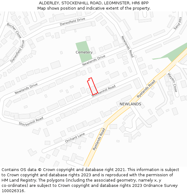 ALDERLEY, STOCKENHILL ROAD, LEOMINSTER, HR6 8PP: Location map and indicative extent of plot
