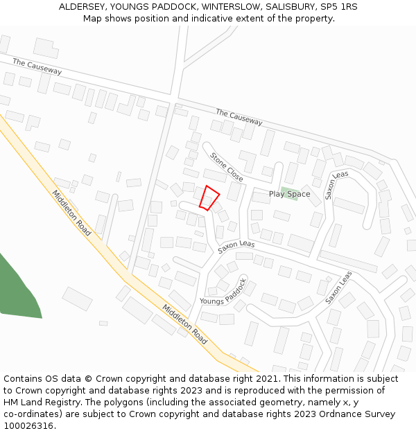 ALDERSEY, YOUNGS PADDOCK, WINTERSLOW, SALISBURY, SP5 1RS: Location map and indicative extent of plot