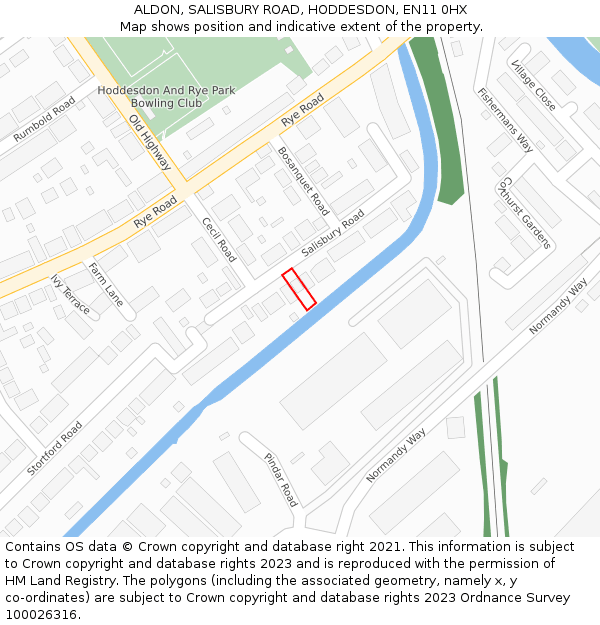 ALDON, SALISBURY ROAD, HODDESDON, EN11 0HX: Location map and indicative extent of plot