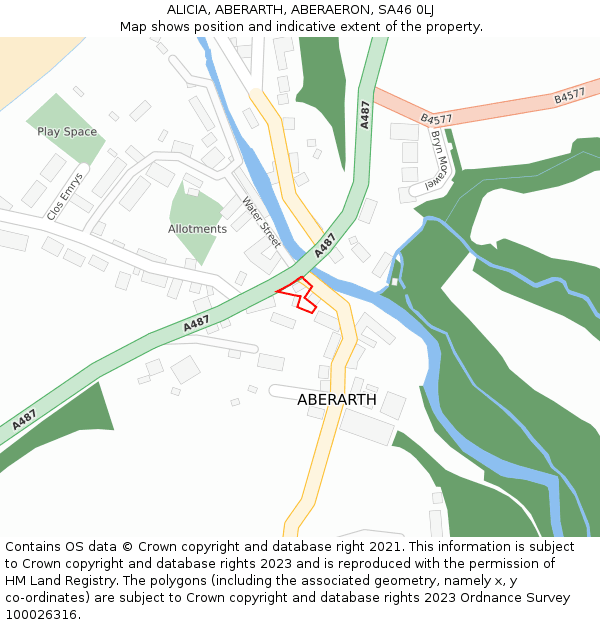 ALICIA, ABERARTH, ABERAERON, SA46 0LJ: Location map and indicative extent of plot