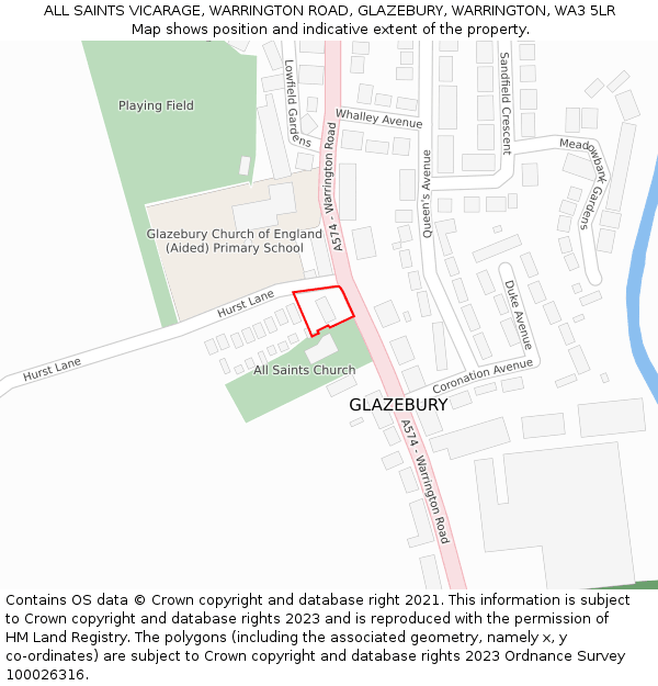 ALL SAINTS VICARAGE, WARRINGTON ROAD, GLAZEBURY, WARRINGTON, WA3 5LR: Location map and indicative extent of plot