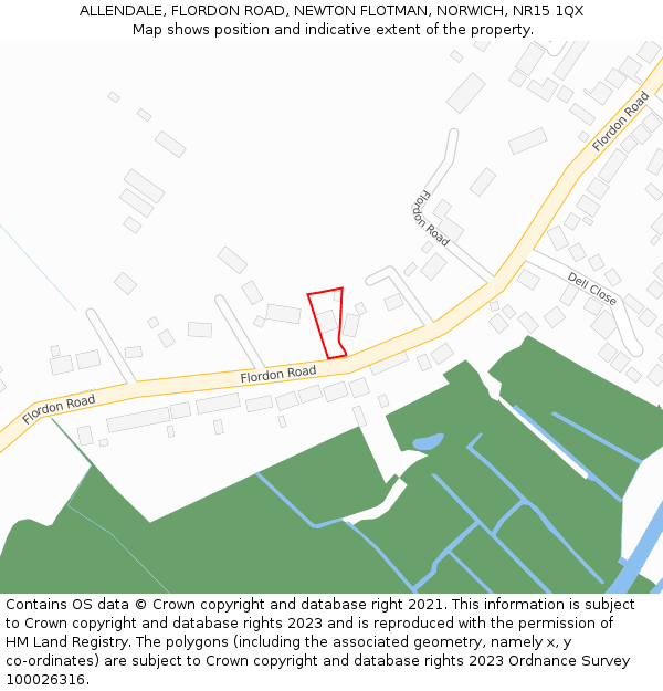 ALLENDALE, FLORDON ROAD, NEWTON FLOTMAN, NORWICH, NR15 1QX: Location map and indicative extent of plot