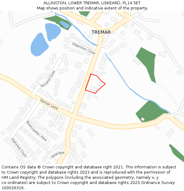 ALLINGTON, LOWER TREMAR, LISKEARD, PL14 5ET: Location map and indicative extent of plot