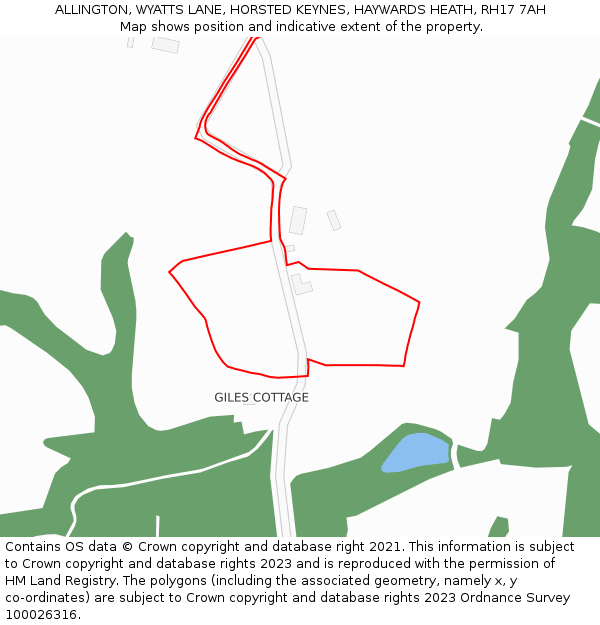 ALLINGTON, WYATTS LANE, HORSTED KEYNES, HAYWARDS HEATH, RH17 7AH: Location map and indicative extent of plot