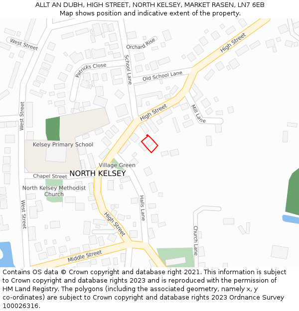 ALLT AN DUBH, HIGH STREET, NORTH KELSEY, MARKET RASEN, LN7 6EB: Location map and indicative extent of plot