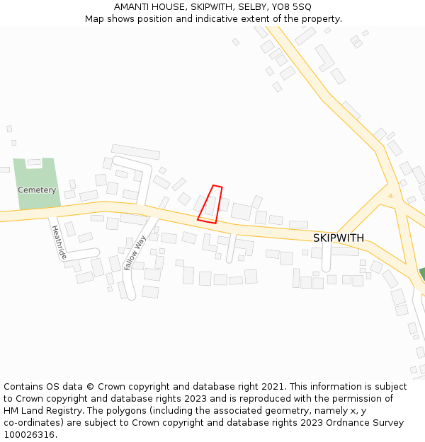 AMANTI HOUSE, SKIPWITH, SELBY, YO8 5SQ: Location map and indicative extent of plot