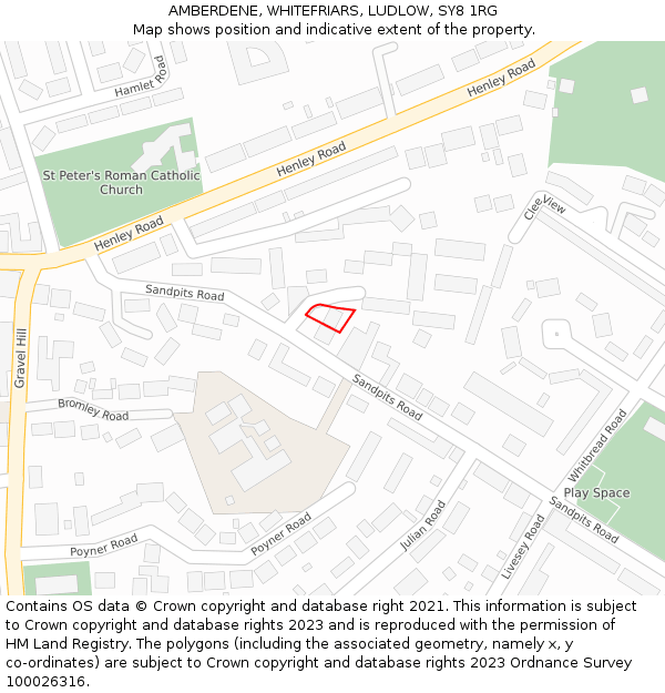 AMBERDENE, WHITEFRIARS, LUDLOW, SY8 1RG: Location map and indicative extent of plot