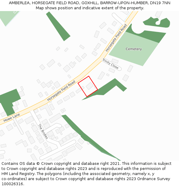 AMBERLEA, HORSEGATE FIELD ROAD, GOXHILL, BARROW-UPON-HUMBER, DN19 7NN: Location map and indicative extent of plot