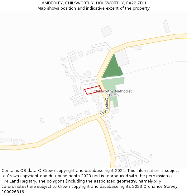 AMBERLEY, CHILSWORTHY, HOLSWORTHY, EX22 7BH: Location map and indicative extent of plot