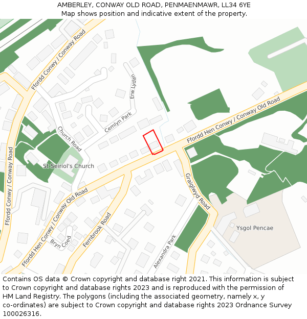 AMBERLEY, CONWAY OLD ROAD, PENMAENMAWR, LL34 6YE: Location map and indicative extent of plot