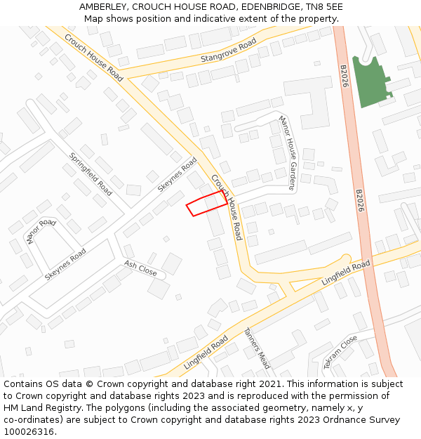 AMBERLEY, CROUCH HOUSE ROAD, EDENBRIDGE, TN8 5EE: Location map and indicative extent of plot