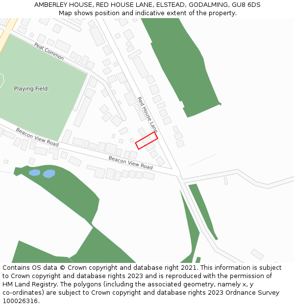 AMBERLEY HOUSE, RED HOUSE LANE, ELSTEAD, GODALMING, GU8 6DS: Location map and indicative extent of plot
