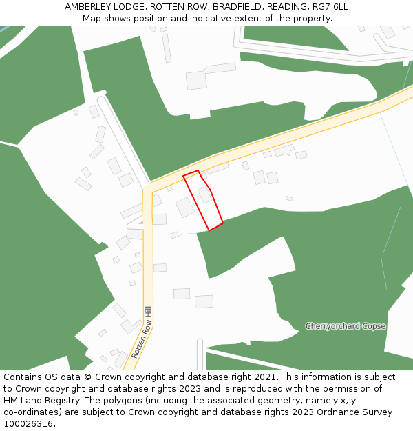 AMBERLEY LODGE, ROTTEN ROW, BRADFIELD, READING, RG7 6LL: Location map and indicative extent of plot