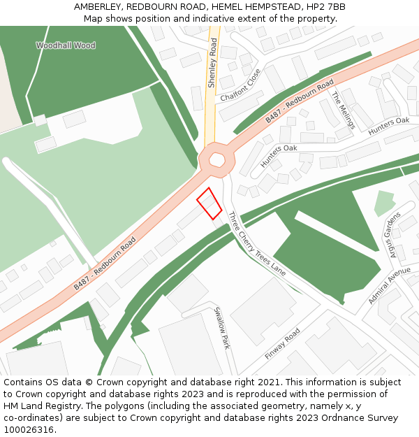 AMBERLEY, REDBOURN ROAD, HEMEL HEMPSTEAD, HP2 7BB: Location map and indicative extent of plot