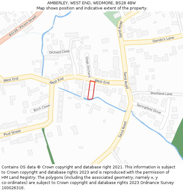 AMBERLEY, WEST END, WEDMORE, BS28 4BW: Location map and indicative extent of plot