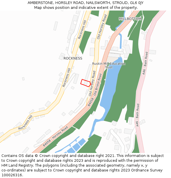 AMBERSTONE, HORSLEY ROAD, NAILSWORTH, STROUD, GL6 0JY: Location map and indicative extent of plot