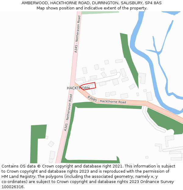 AMBERWOOD, HACKTHORNE ROAD, DURRINGTON, SALISBURY, SP4 8AS: Location map and indicative extent of plot
