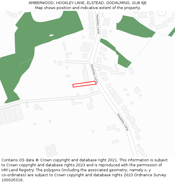 AMBERWOOD, HOOKLEY LANE, ELSTEAD, GODALMING, GU8 6JE: Location map and indicative extent of plot