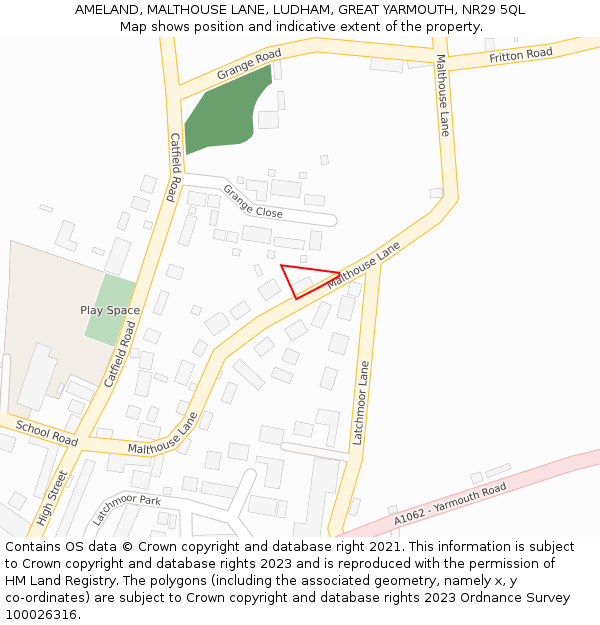 AMELAND, MALTHOUSE LANE, LUDHAM, GREAT YARMOUTH, NR29 5QL: Location map and indicative extent of plot