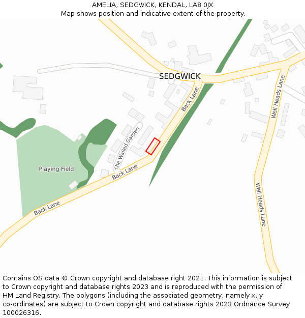 AMELIA, SEDGWICK, KENDAL, LA8 0JX: Location map and indicative extent of plot
