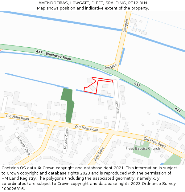 AMENDOEIRAS, LOWGATE, FLEET, SPALDING, PE12 8LN: Location map and indicative extent of plot