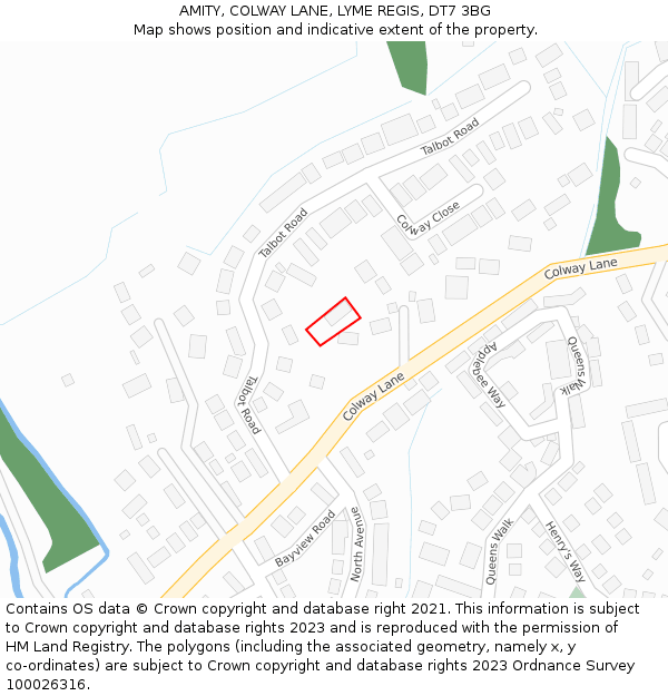 AMITY, COLWAY LANE, LYME REGIS, DT7 3BG: Location map and indicative extent of plot