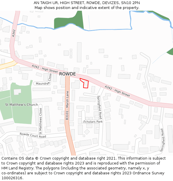 AN TAIGH UR, HIGH STREET, ROWDE, DEVIZES, SN10 2PN: Location map and indicative extent of plot