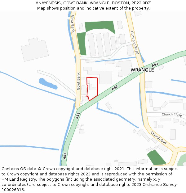 ANAYENESIS, GOWT BANK, WRANGLE, BOSTON, PE22 9BZ: Location map and indicative extent of plot