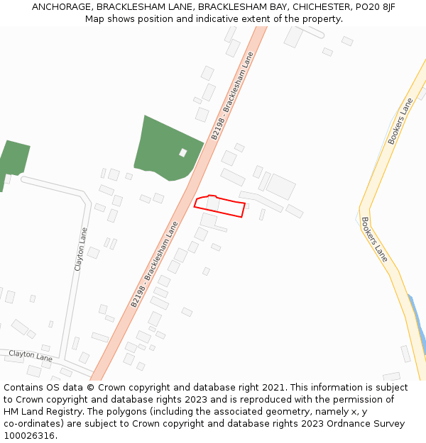 ANCHORAGE, BRACKLESHAM LANE, BRACKLESHAM BAY, CHICHESTER, PO20 8JF: Location map and indicative extent of plot