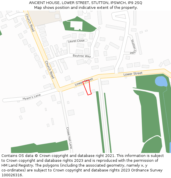 ANCIENT HOUSE, LOWER STREET, STUTTON, IPSWICH, IP9 2SQ: Location map and indicative extent of plot