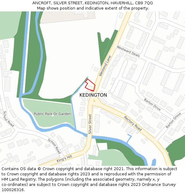 ANCROFT, SILVER STREET, KEDINGTON, HAVERHILL, CB9 7QG: Location map and indicative extent of plot