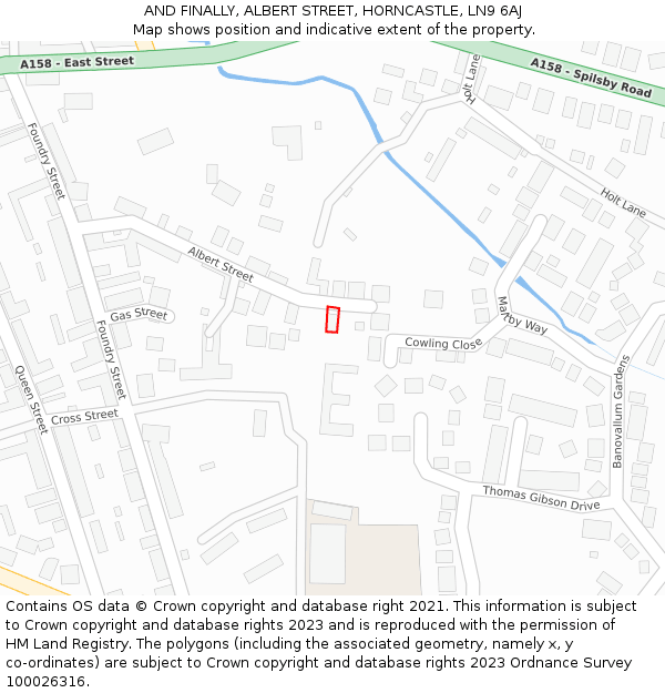 AND FINALLY, ALBERT STREET, HORNCASTLE, LN9 6AJ: Location map and indicative extent of plot