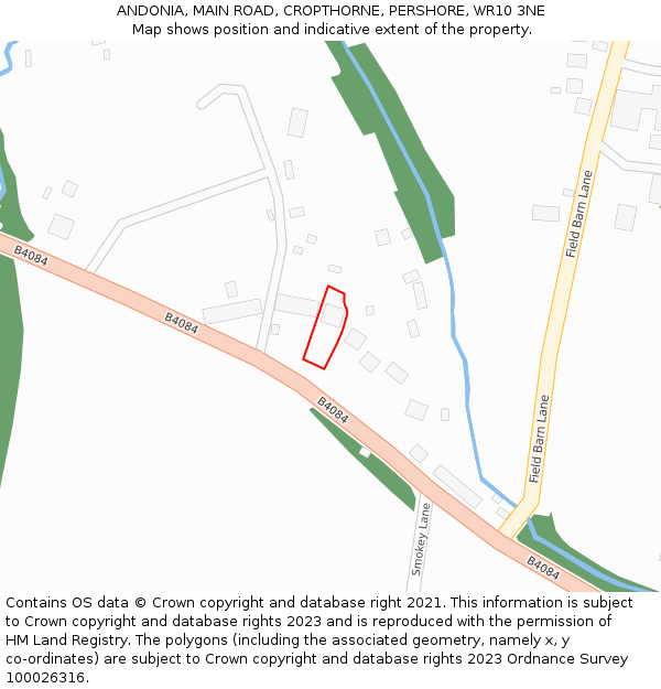 ANDONIA, MAIN ROAD, CROPTHORNE, PERSHORE, WR10 3NE: Location map and indicative extent of plot