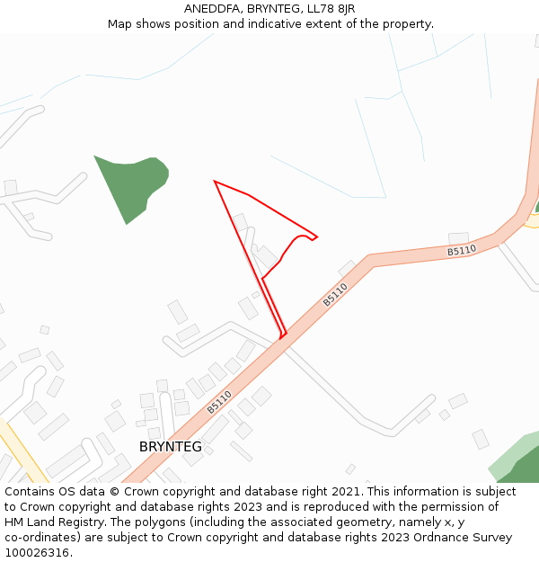 ANEDDFA, BRYNTEG, LL78 8JR: Location map and indicative extent of plot