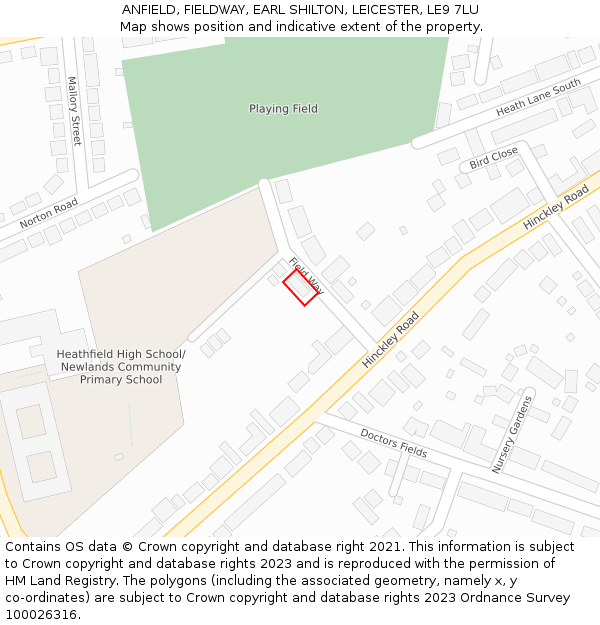 ANFIELD, FIELDWAY, EARL SHILTON, LEICESTER, LE9 7LU: Location map and indicative extent of plot