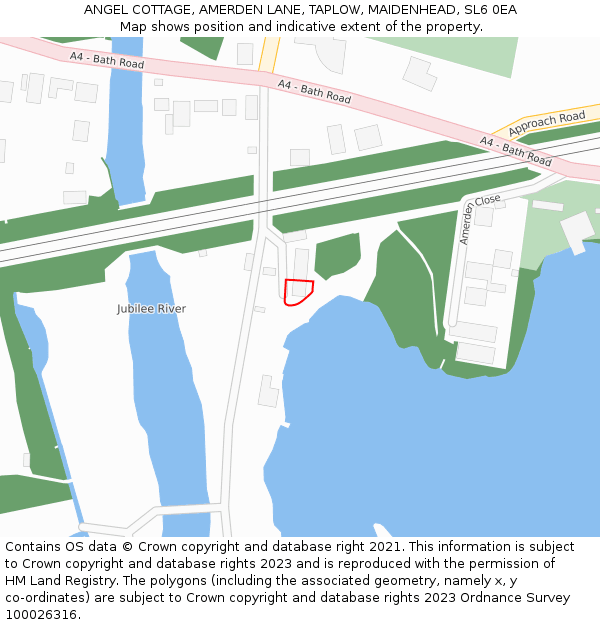 ANGEL COTTAGE, AMERDEN LANE, TAPLOW, MAIDENHEAD, SL6 0EA: Location map and indicative extent of plot